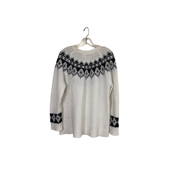 Blair Vintage Knit Sweater White, Gray & Black Fair Isle Pullover Women’s Size M - Picture 6 of 9
